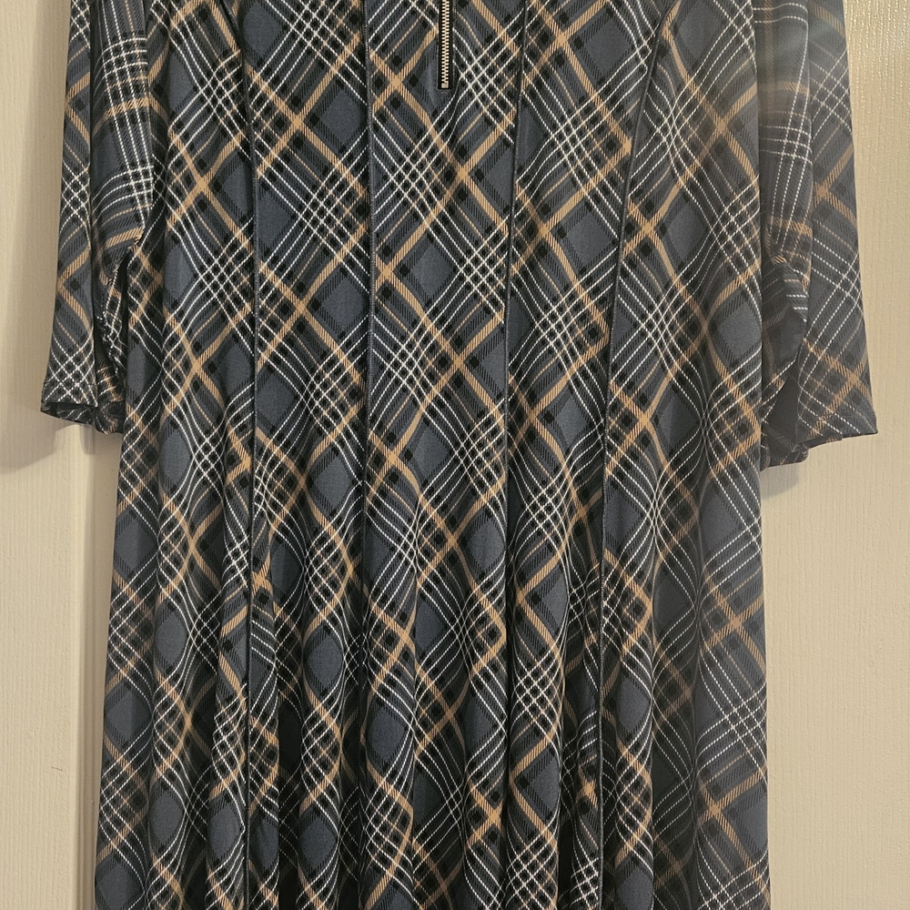 Sami & Jo Black and Brown Plaid Midi Dress